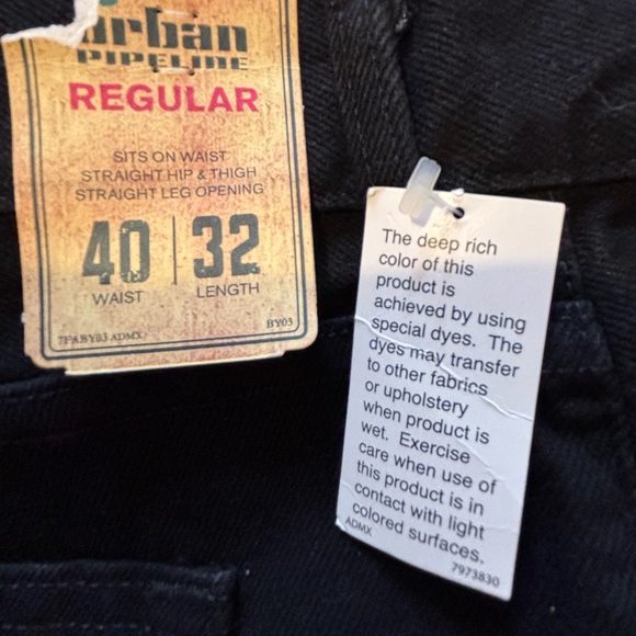 Urban Pipeline Jeans Straight Leg Regular Fit Black Size 40x32 - Picture 3 of 3
